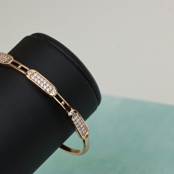 Triple Panel Rose Gold Bangle with Pave Stone Accents, XPBL0496 - Picture 8 of 12